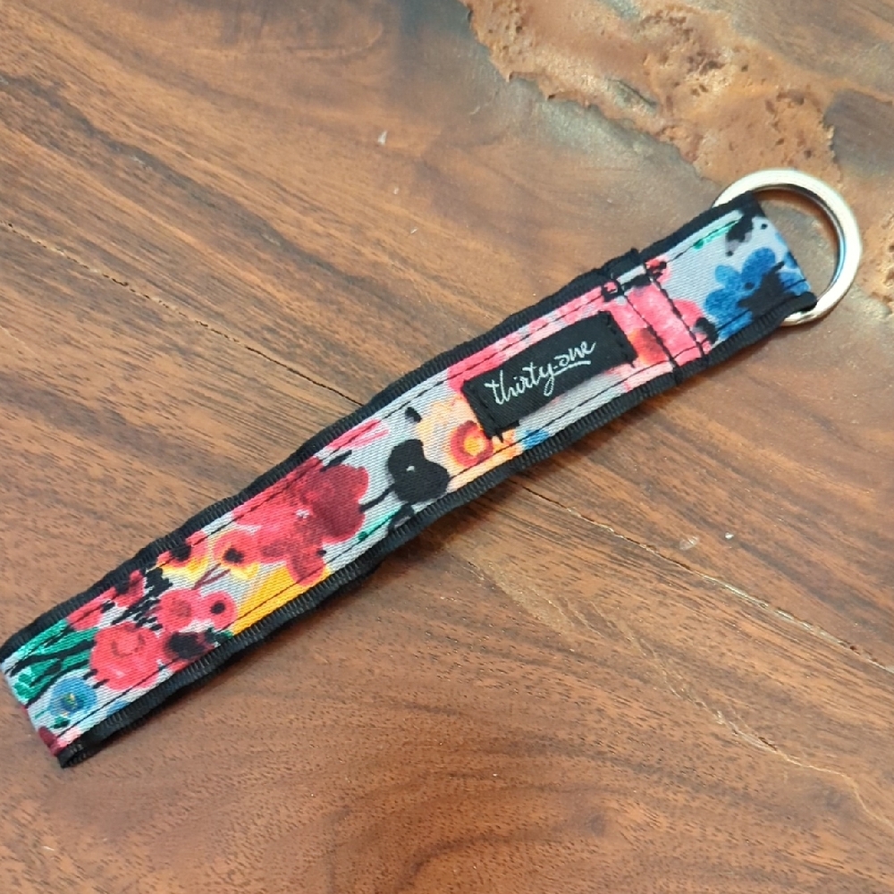 Thirty-One Multicolor Floral Wristlet Key Fob